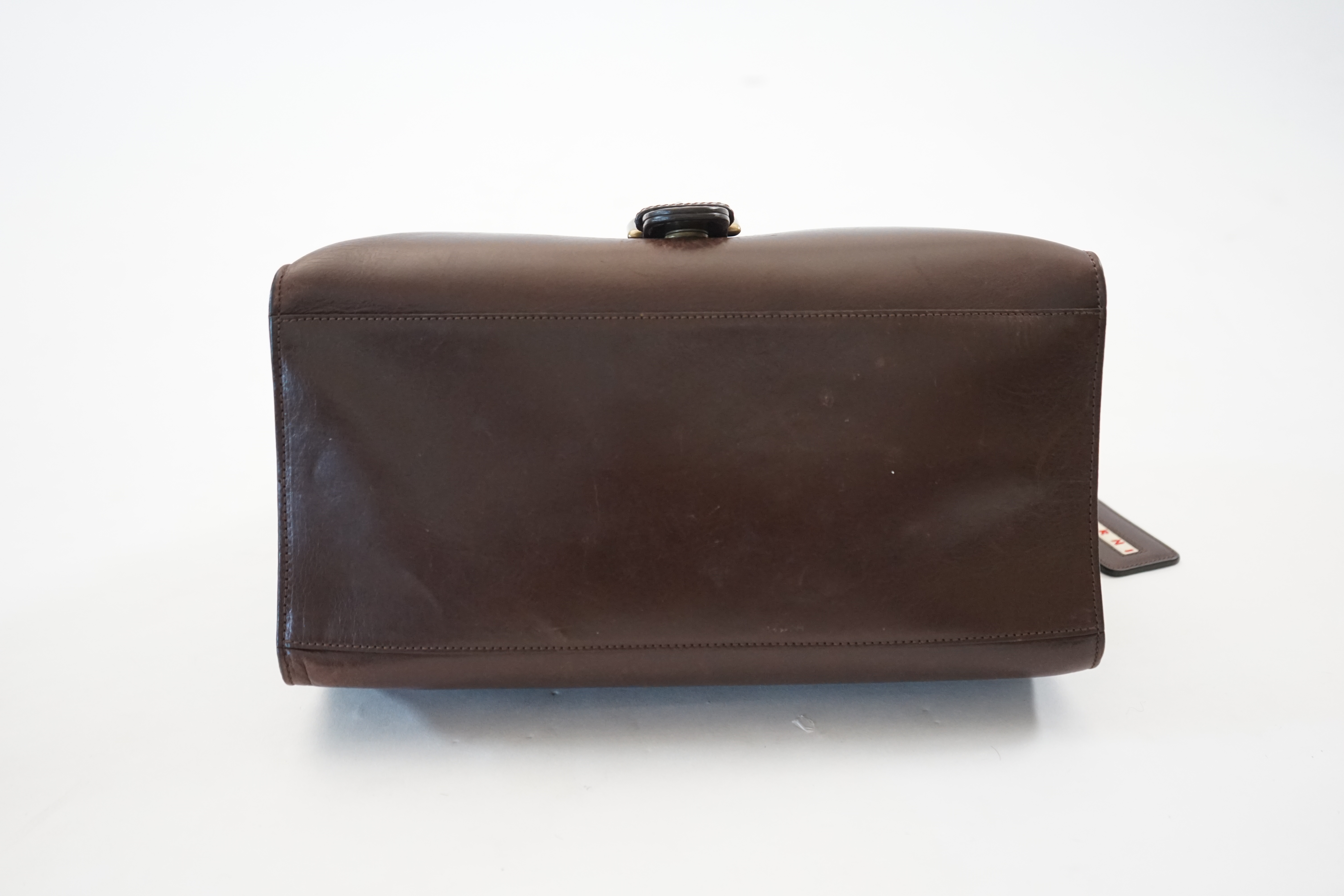 A Marni brown leather satchel bag, width 34cm, depth 18cm, height 28cm